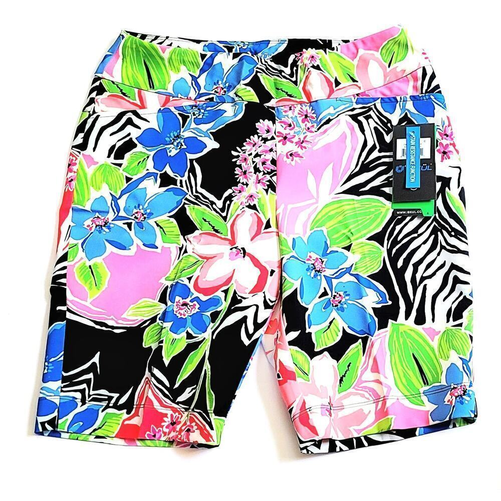 NWT IBKUL Amelia Floral Print High Rise Tummy-control UPF 50+ Ankle Pants - Picture 5 of 8